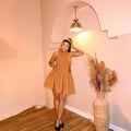 European and american cross-border women's fashion:  early winter new arrival - solid color sleeveless tie-back backless cinched waist ruched mini dress