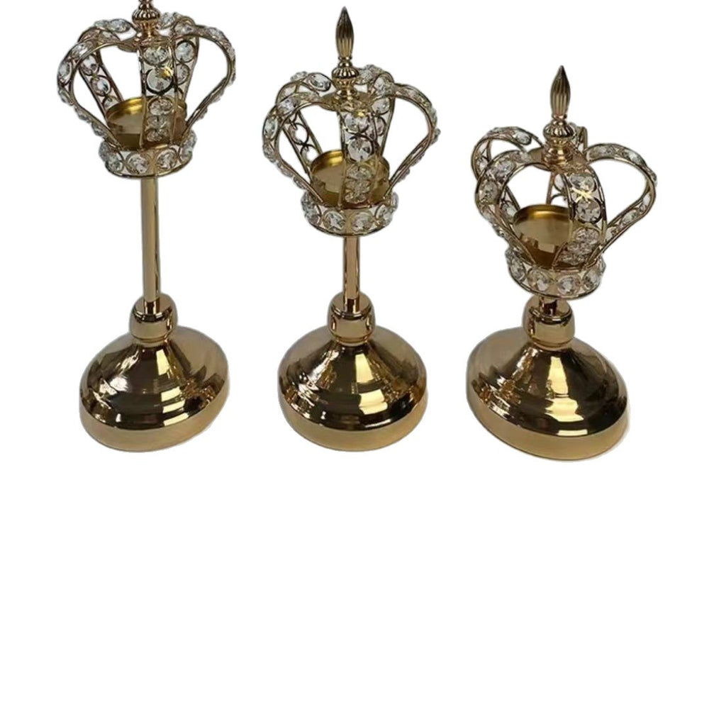 European-style crown light luxury gold metal candlestick wedding table metal props ornament romantic candlelight dinner atmosphere