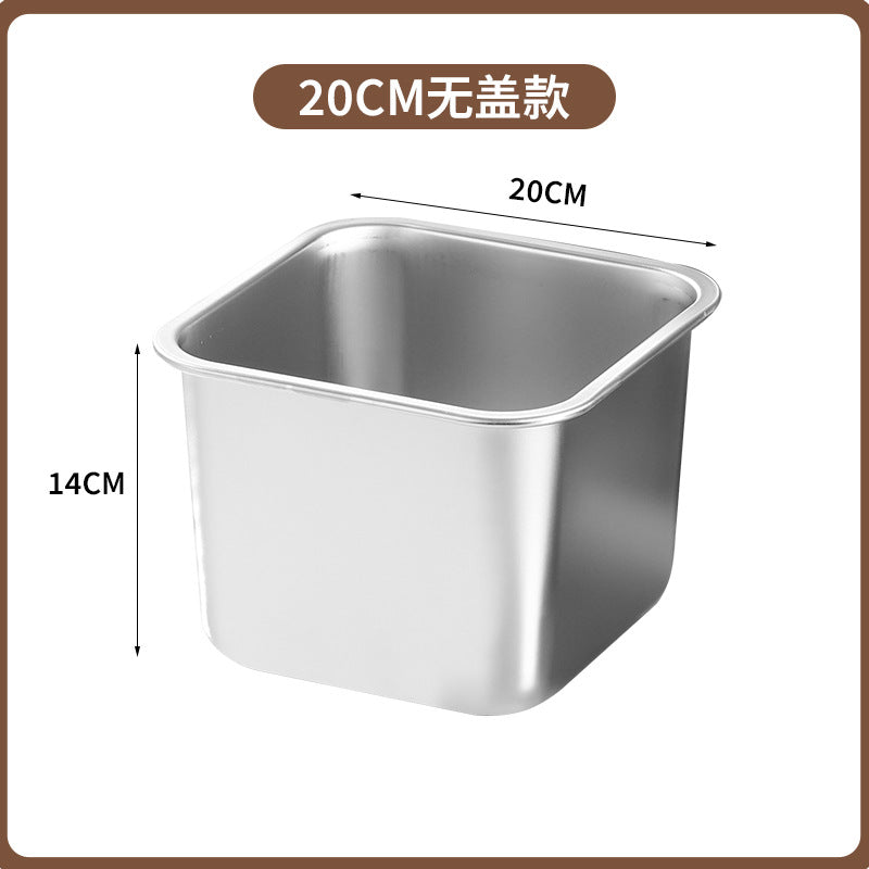 Stainless steel square container with lid - ideal for cafeteria, kitchen, seasoning, condiment, and commercial use - sauce dispenser, jam bowl