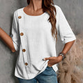 european and american cross-border new women's cotton linen button-down fashion casual top