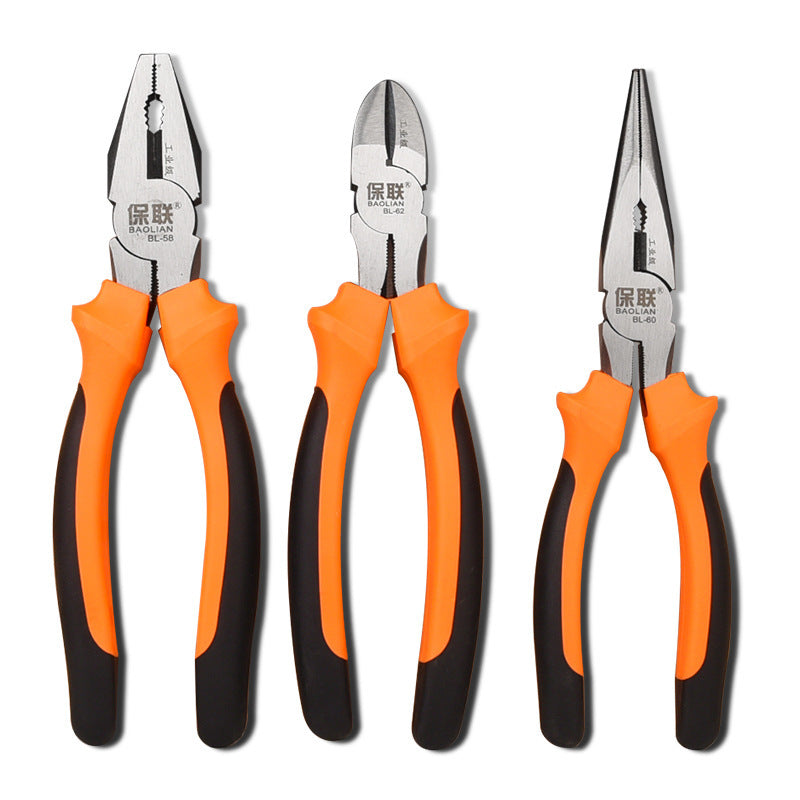 Tiger pliers, wire pliers, 6 electricians, 8inch needle nose pliers, diagonal nose pliers, multi-functional industrial grade hand pliers tools