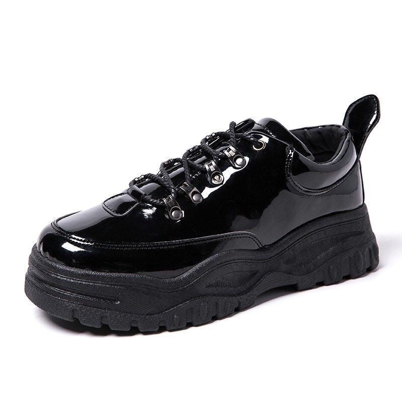 G-dragon's same thick bottom dad shoes for boys hong kong style ins sports sneakers british black ulzzang small leather shoes