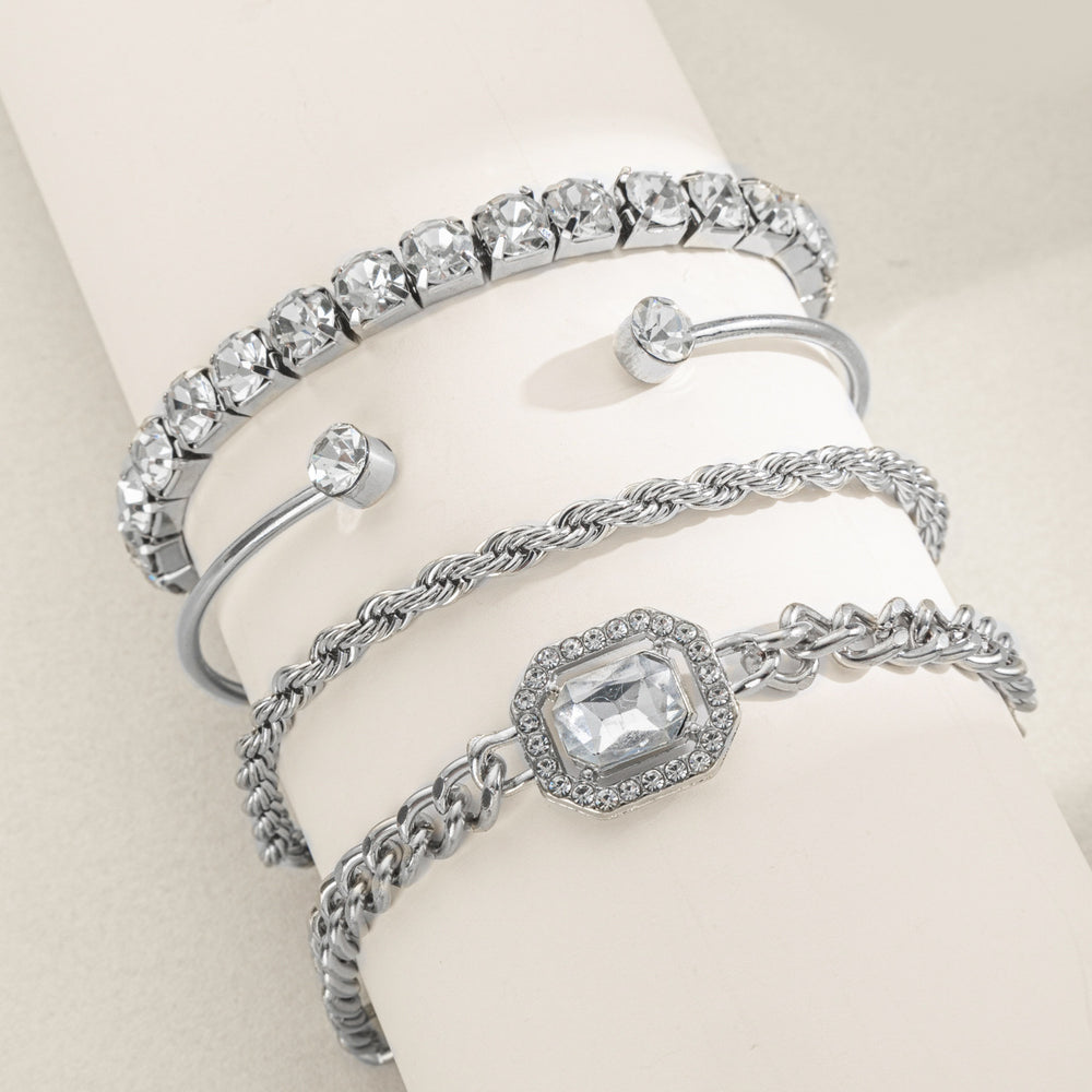 Wholesale alloy bracelets: new european and american cross-border jewelry for women - statement, irregular, versatile, accessible luxury, niche design, diamond-accented bangles