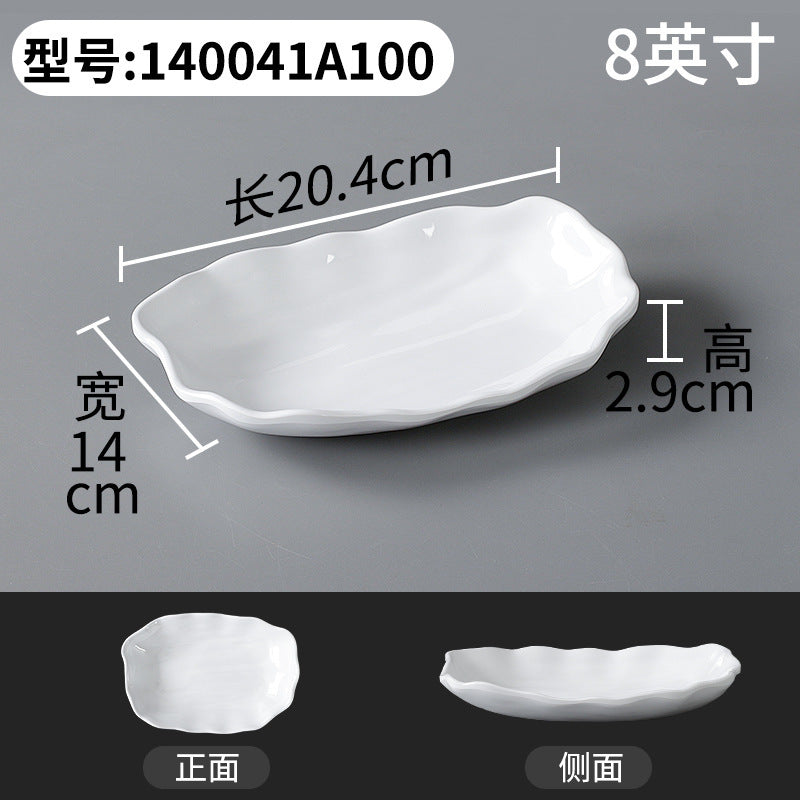 Xiangyuanmei melamine tableware white plate rectangular commercial catering beef plate plastic dinner plate hot pot mutton plate
