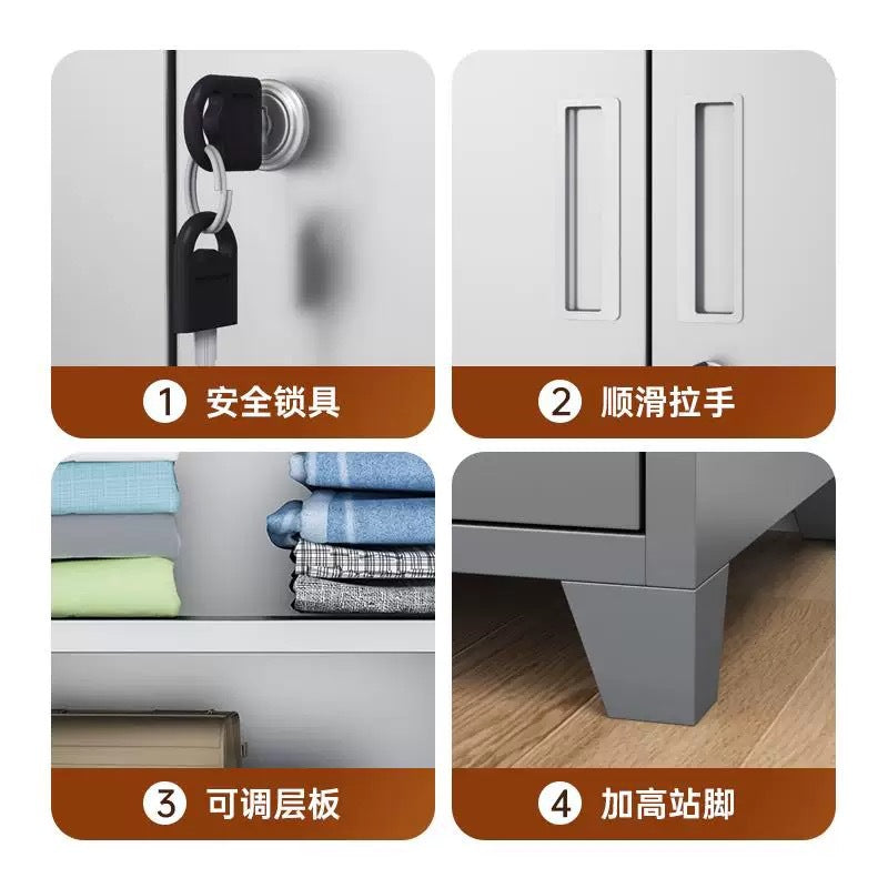 Small apartment finished wardrobe household bedroom storage cabinet moisture-proof simple wardrobe balcony stainless steel sunscreen locker