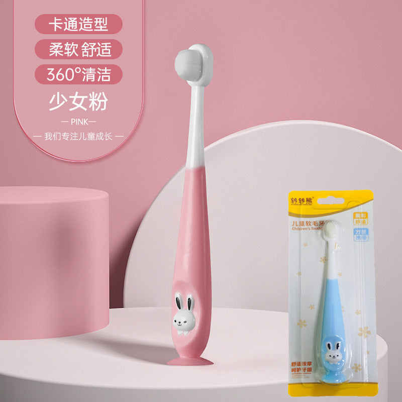Children's 10,000-hair toothbrush, cartoon rabbit soft-hair toothbrush 1-12 years old baby soft-hair oral cleaning toothbrush box