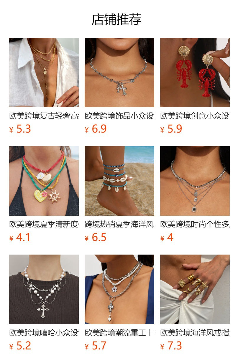Wholesale alloy pendants - european & american cross-border jewelry - high-end wheat ear tassel adjustable necklace - women's leaf clavicle chain