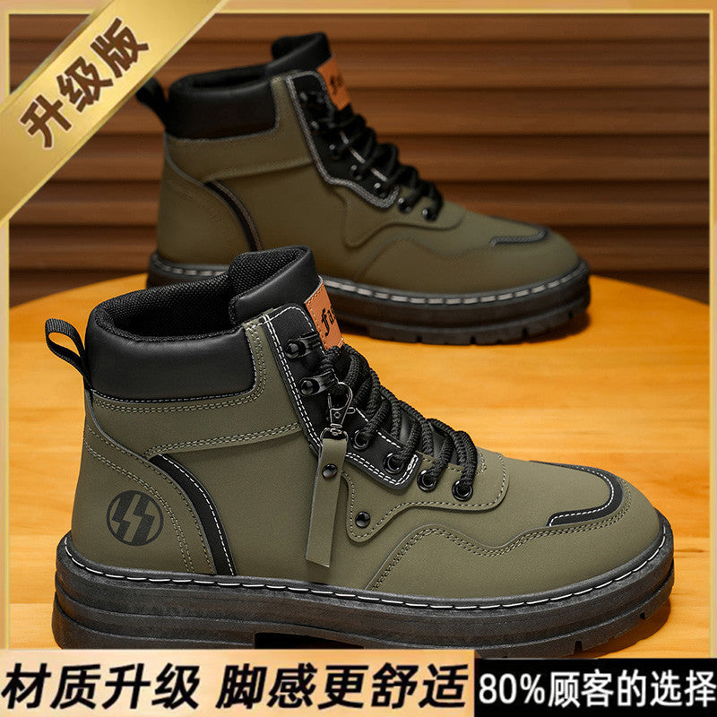 Boots men's spring 2025new arrivalabrasion resistant men's shoes workwear boots men's british style casual shoes rhubarb boots trendy shoes