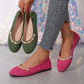 spring new fashion pearl rhinestone flat comfortable women's slip-on elegant low-cut versatile flats