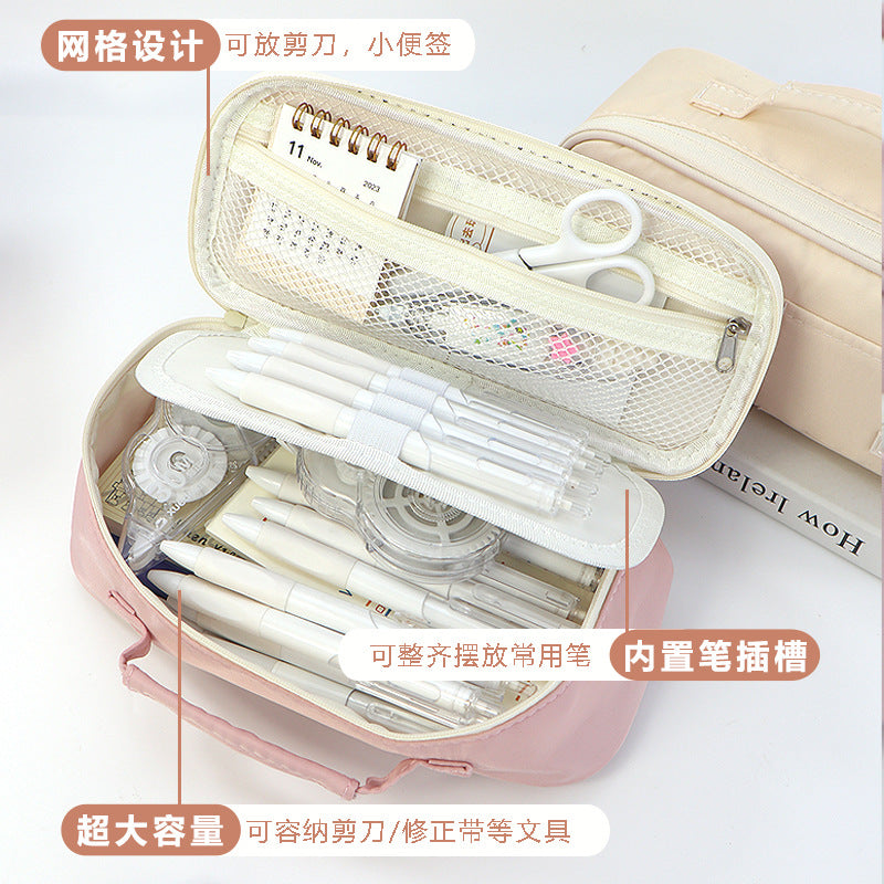 Cross-border customization  large-capacity pencil bag, primary and secondary school students multi-functional stationery box, cosmetic bag, multi-layer stationery bag