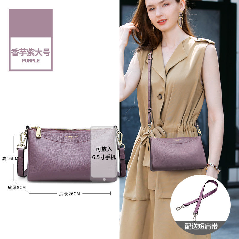 Crossbody bag women's 2025 new small bag, genuine leather women's bag, fashionable and simple large-capacity mother casual cowhide shoulder bag