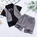 Kids' summer cotton linen short-sleeve set: boys' cartoon deer print shirt two-piece korean style casual wholesale