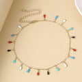 Fashion cross-border jewelry creative handmade fresh necklace female painting oil small pendant straight stick hanging mixed cut dripping oil clavicle chain