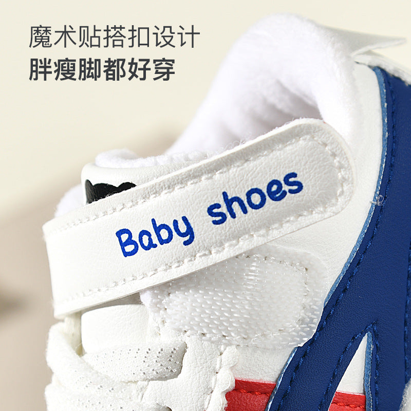 Toddler shoes for baby boys 0-1-3 years old, autumn/winter infant and toddler shoes for baby girls, soft sole non-slip, fleece-lined, extra thick cotton shoes