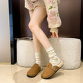 New arrival shows feet small birkenstock fleece-lined lazy half slippers for women winterthick soleoutwear birkenstock furry cotton slippers