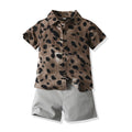 Stylish boys' summer outfit: trendy short-sleeve set for older kids - new summer collection featuring a floral shirt two-piece set