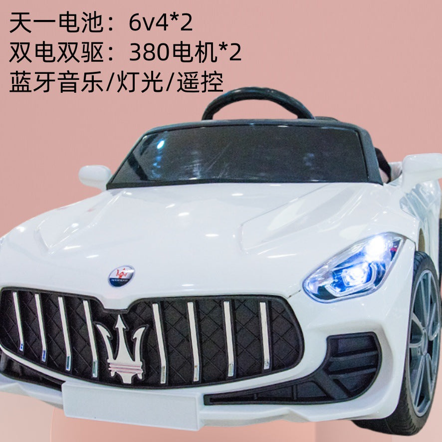 New children's electric car double door four-wheel remote control car two-seat children's toy car 1 to 6 years old swinging stroller