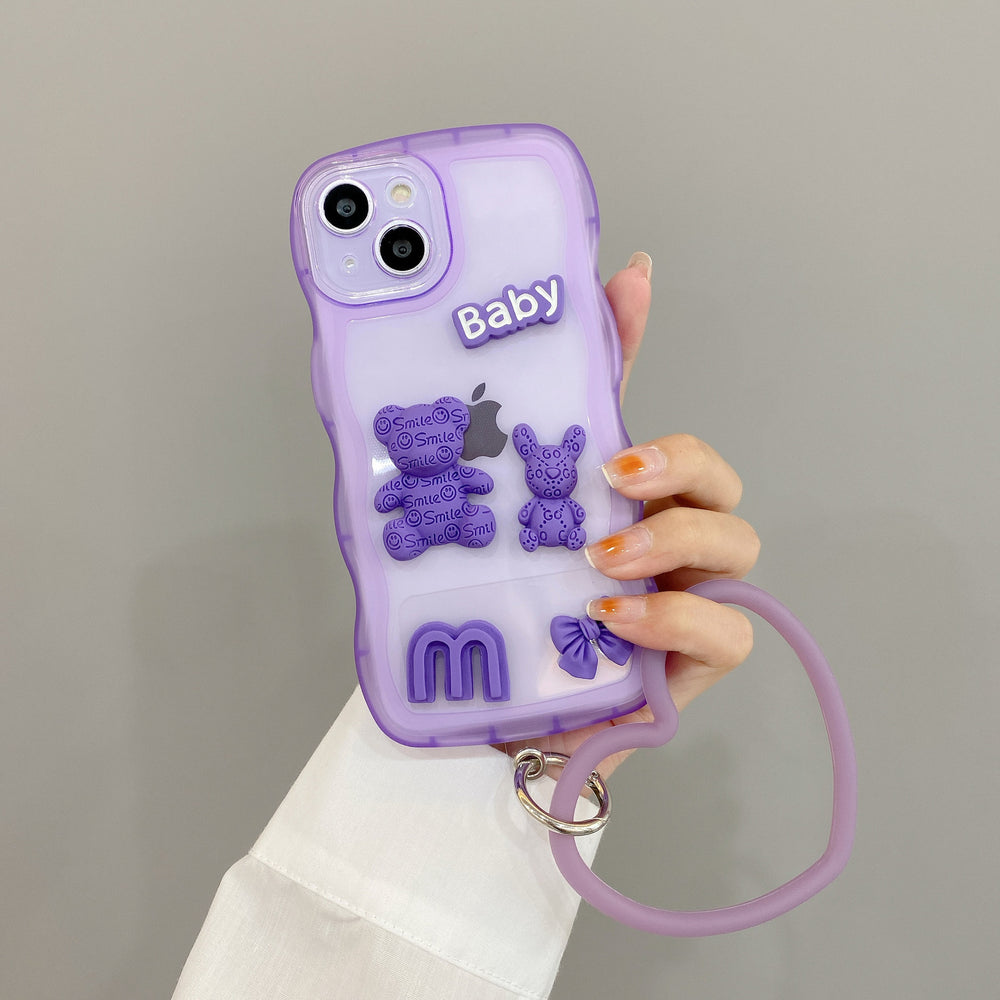 Suitable for huawei honor 70 purple bear mobile phone case, enjoy 30plus anti-fall transparent protective case honor 70