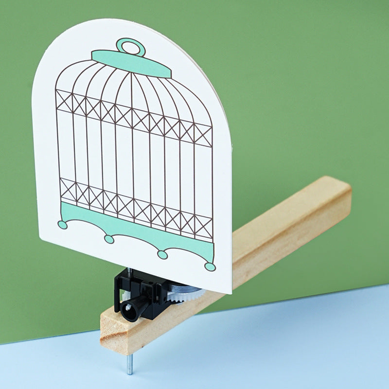 Pull the wire cage bird vision persistence handmade material package primary school students science and technology small production bird into the cage scientific experiment