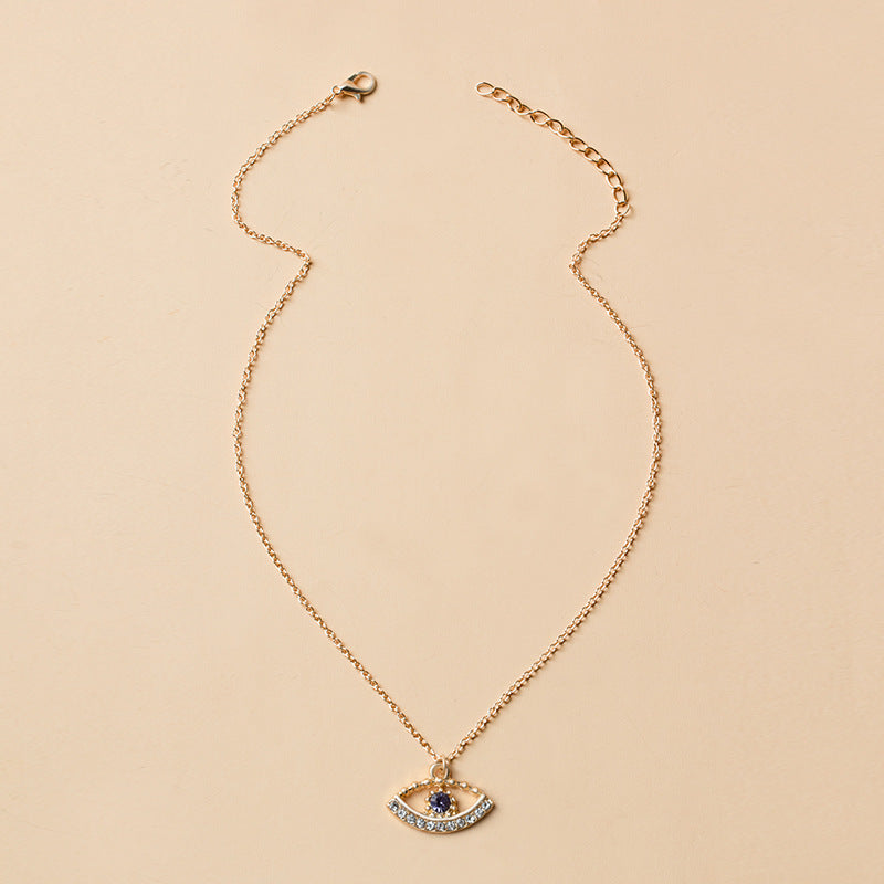 Wholesale devil's eye necklace - cross-border diamond-studded jewelry, unique high-end pendant, women's long autumn/winter sweater necklace