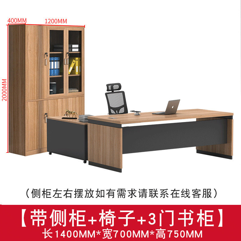 Modern minimalist office desk and chair set - executive office furniture for managers, presidents, and business owners - single desk, executive desk
