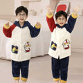 Boys' winter flannel pajamas - thickened coral fleece robe set for autumn and winter