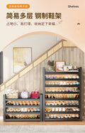 Steel shoe rack for home door multi-layer floor-standing storage rack large-capacity iron storage rack entrance door simple shoe cabinet