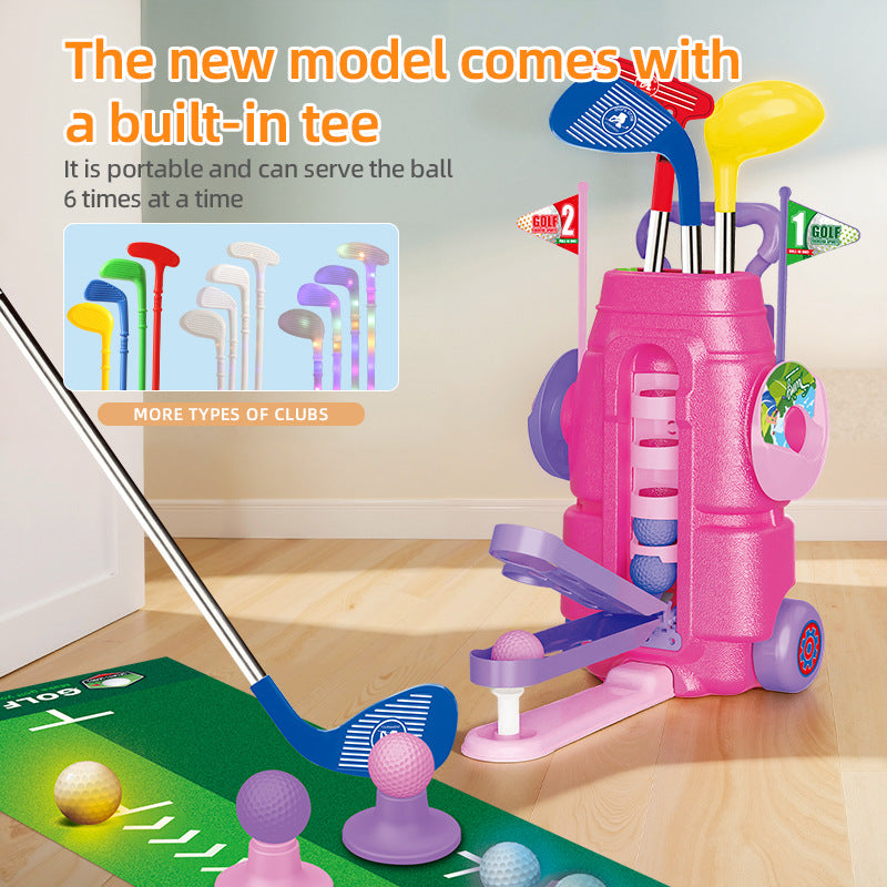 Hand-pushed kids golf set indoor and outdoor telescopic box sports toys family interactive sports simulation batch