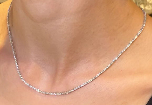 Fashionable, lightweight luxury, versatile single/double row rhinestone claw chain gold/silver bracelet and necklace set - wholesale for us and european cross-border e-commerce