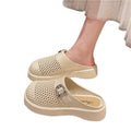 Baotou sandals for women 2025new arrivalretro woven baotou half slippers platform shoesthick sole slip-on cut out slippers
