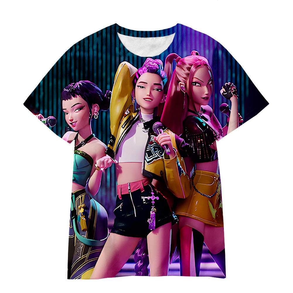 Witcher boy group 3d digital printing cross-border overseas casual loosefashion t-shirt k-pop girls t-shirt