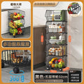 Kitchen basket storage rack, freestanding multi-tier fruit and vegetable organizer, multi-functional oven and microwave rack, pot and pan shelf