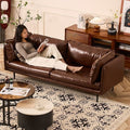 Leather sofa living room italian normcore office reception retro straight row small apartment plaid leisure double three person sofa