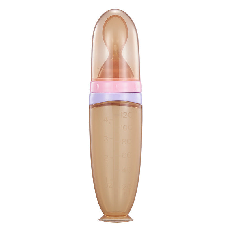 English card baby rice paste bottle 120ml extrusion feeding spoon full silicone suction cup rice paste spoon complementary food feeding