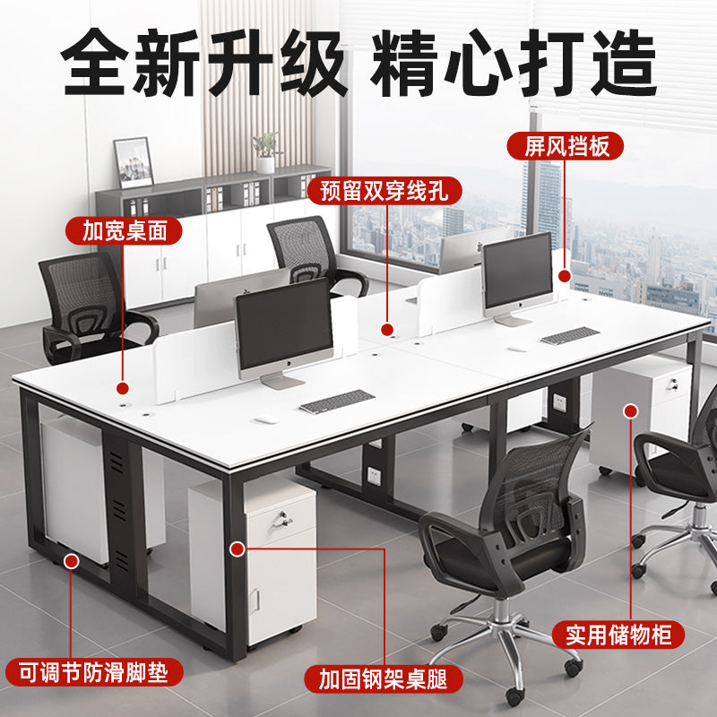Office desk and chair set - 4, 6, or 8 seater workstation - cardboard office - minimalist modern office desk for employees