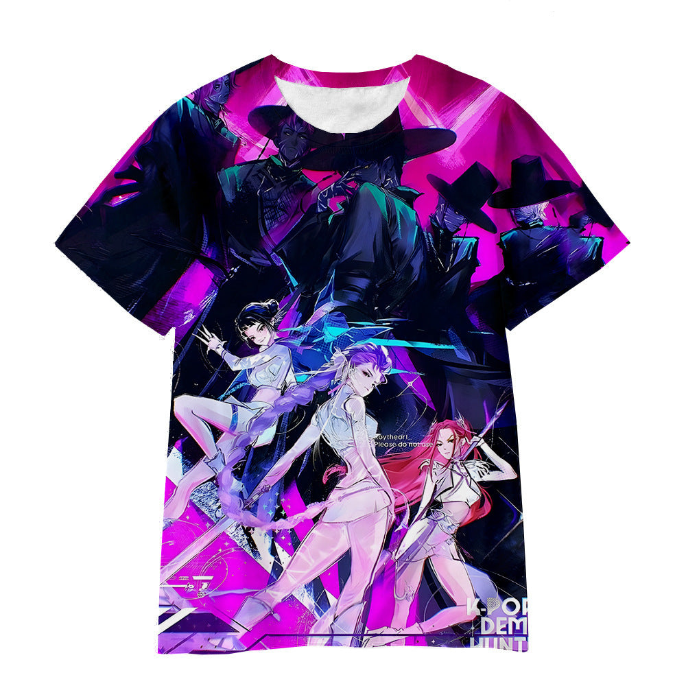 Witcher boy group 3d digital printing cross-border overseas casual loosefashion t-shirt k-pop girls t-shirt