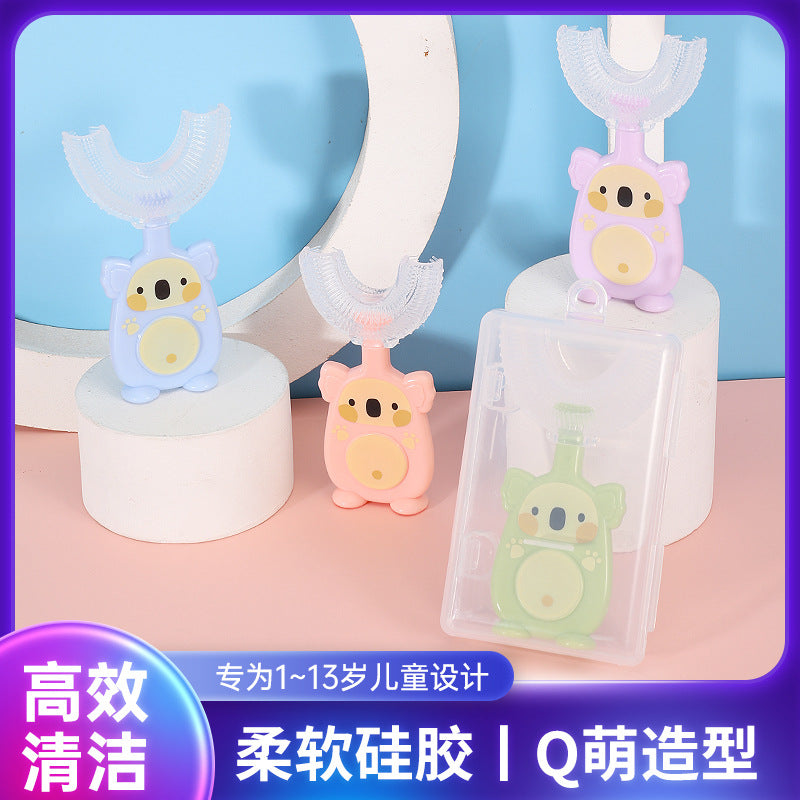English card new manual children's U-shaped toothbrush silicone toothbrush baby mouth type oral cleaning manual U-shaped