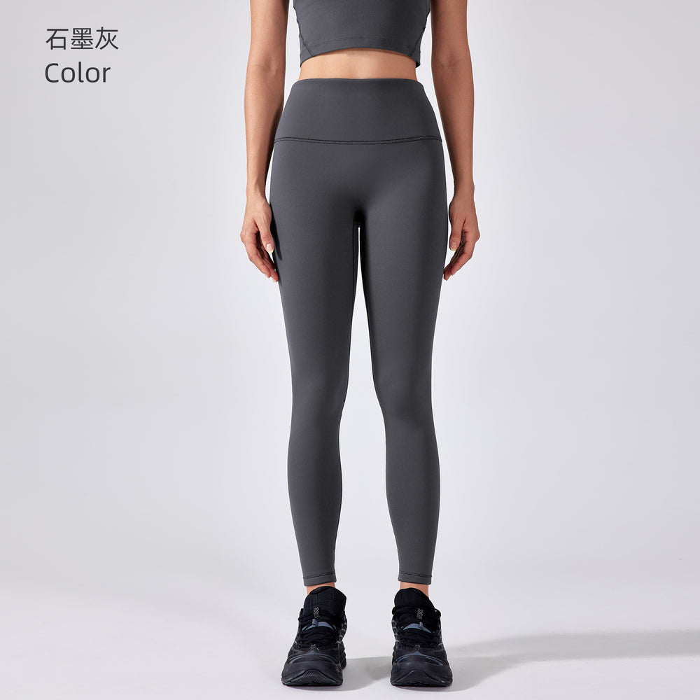 Fall and winter peach butt nude yoga pants women's outwear high waist elastic tight pants fleece-lined sports nine-point pants daw196