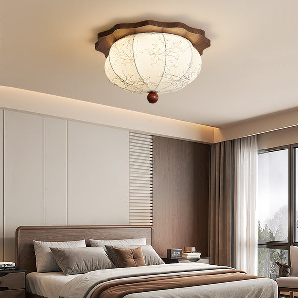 French antique printing fabric study bedroom light warm retro walnut color master bedroom room ceiling light