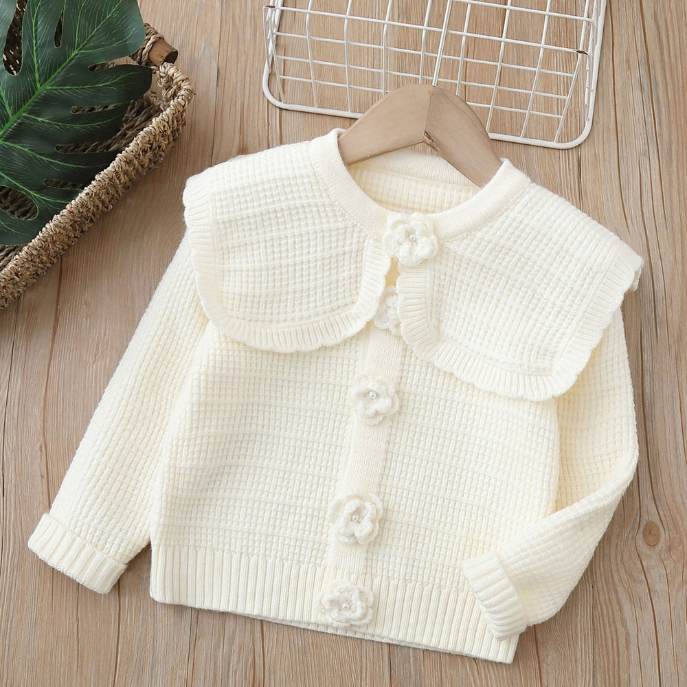 Girls' cardigan sweater, new autumn/winter  collection, children's knitted outerwear, baby girl's single-piece dropshipping handmade wool sweater