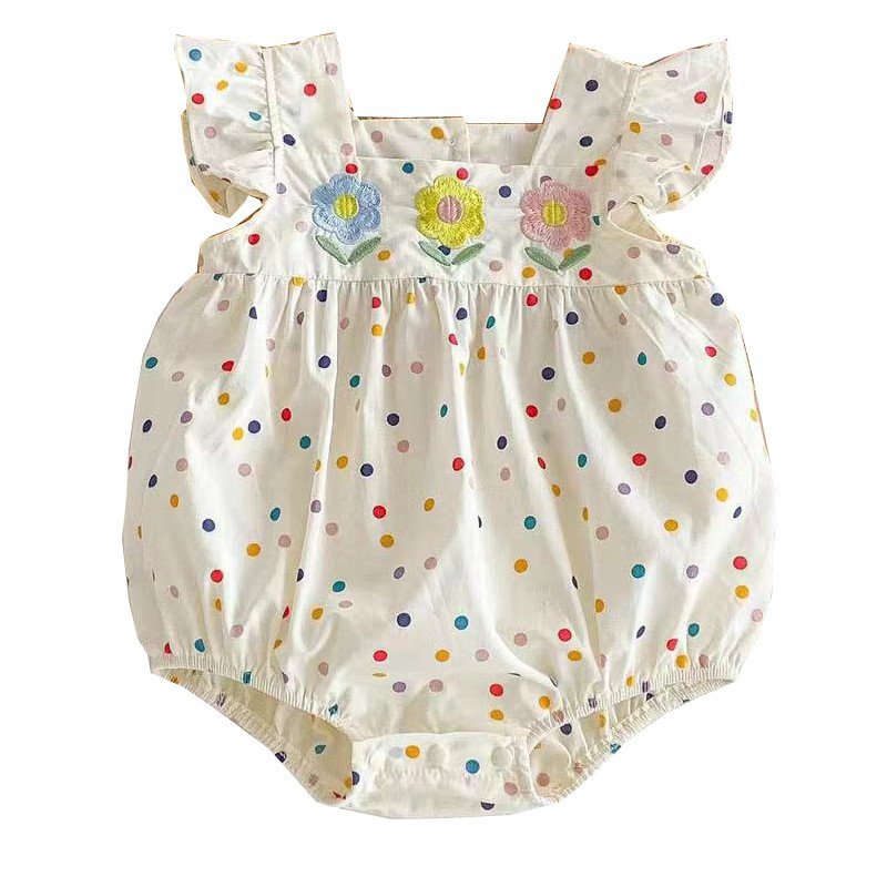 Baby romper summer thin style girl's flutter sleeve triangle bodysuit hundred-day celebration outfit newborn summer clothes
