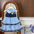Girls' sleeveless summer dress  - birthday party princess dress, trendy lace cake skirt