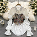 spring/summer new arrival: designer retro floral tie-up vest overdress, midi a-line puff shirt dress