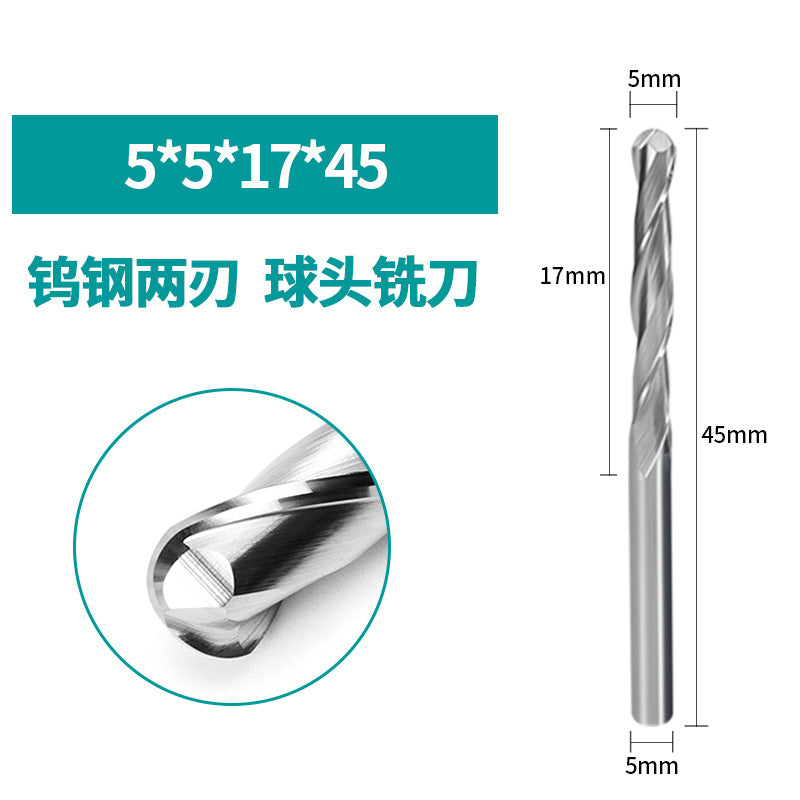 3.175-12Mm double blade spiral ball end milling cutter embossed carving woodworking milling cutter cnc tungsten steel ball end milling cutter
