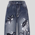 girls' denim jeans: new loose-fit casual straight-leg pants