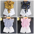 Girls' fashionable and stylish outfit set -  summer korean style short sleeve and shorts cute children's two-piece set - wholesale supply