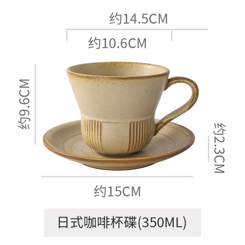 Creative trumpet shape clay coffee cup latte latte cup japanese style chinese ancient style plate plate for home mug