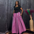 European and american cross-border women's fashion:  summer new arrivals - high-waisted, slimming, plaid, long, a-line midi skirt