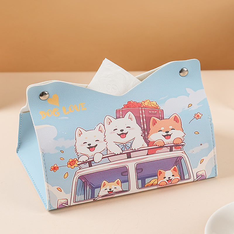 Household living room pumping carton storage pumping box restaurant high-end car ornament ins cute cartoon style tissue box