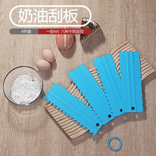 Extended cake cream scraper, double-sided available, spatula, serrated scraper, spatula, household baking tool piping
